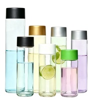 Bouteille en verre transparente cylindrique vide avec bouchon en plastique, étiquette personnalisée, 250 ml, 350 ml, 400 ml, 500 ml, 800 ml, contenant d'emballage pour boissons