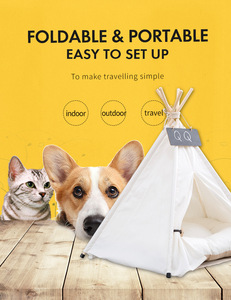 Personnalisation d'usine <span class=keywords><strong>tipi</strong></span> pour animaux de compagnie chien et chiot chat tentes <span class=keywords><strong>tipi</strong></span> lit maisons portables avec coussin épais - Product Image 2