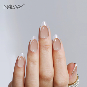 Faux ongles en acrylique de haute qualité, 30 pièces, effet œil de chat brillant, pointes d'ongles artificielles françaises, ongles à presser - Product Image 2