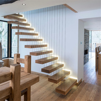 Décoration intérieure Mains courantes en bois pour escaliers Escalier extérieur en usine de Chine Escalier flottant de style chaud pour l'extérieur
