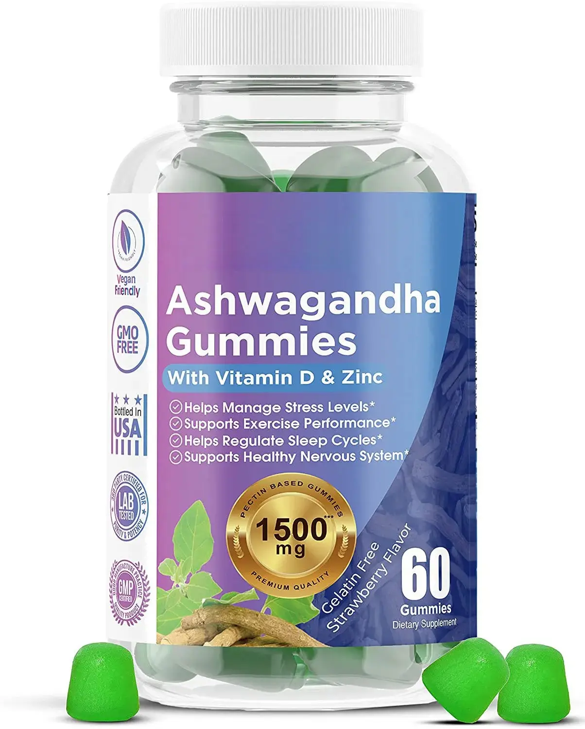 Oem prezzo di fabbrica gusto personalizzato Private Label vegano senza zucchero Healthcare Ashwaganda Gummies