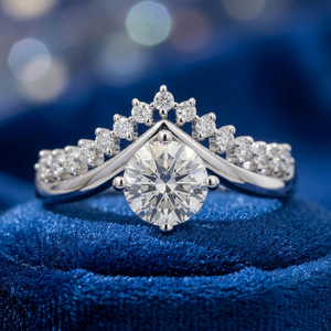 Women's Round Brilliant Cut Lab Diamond Engagement <b>Ring</b> 0.5ct 1ct 2ct 3ct 10k White Gold Classic <b>Crown</b> <b>Ring</b> - Product Image 2