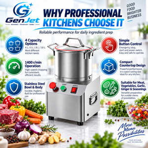 Hachoir à viande et légumes électrique GenJet en acier inoxydable 4L-10L 1400 tr/min pour restaurants et cuisines de traiteur - Product Image 3