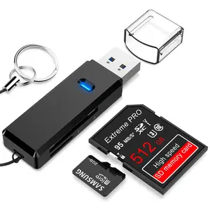 HYD-7008B Super-speed 2 In 1 smart Card reader USB 3.0 black color compact data transfer