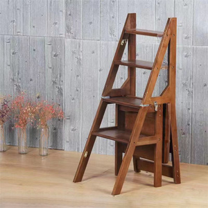 Tabouret multifonctionnel en bambou, mobilier de <span class=keywords><strong>bibliothèque</strong></span>, <span class=keywords><strong>échelle</strong></span> pliante à 4 marches pour adultes - Product Image 4