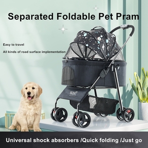 Carrello da Viaggio Pieghevole a 4 Ruote Rimovibile <span class=keywords><strong>per</strong></span> Cani e Gatti di Piccola Taglia, Uso Esterno, Vendita all'Ingrosso - Product Image 1