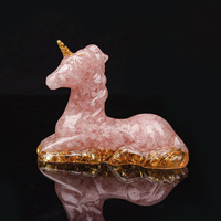 Nouvelles puces de cristal de résine époxy en forme de licorne de grande taille artisanat pierre d'énergie de guérison en cristal naturel pour la décoration