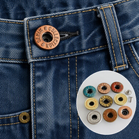 Bouton de jean en laiton avec base en acier inoxydable, logo personnalisé, centre creux en forme de donut, bouton 3D en relief pour jeans en denim 17mm