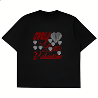 Transferts thermocollants personnalisés en strass pour la Saint-Valentin, motifs en strass pour t-shirts
