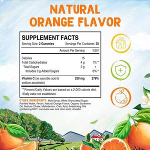 วิตามินซีแบบกัมมี่ออร์แกนิก ผลิตแบบ OEM/ODM แบรนด์ส่วนตัว ดีต่อสุขภาพเด็ก - Product Image 2