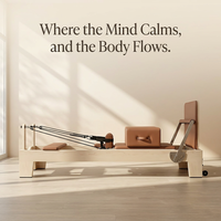 Machine de Pilates Reformer Professionnelle Ajustable en Bois d'Érable Durable pour la Santé, pour la Maison et la Salle de Sport, avec Lit d'Entraînement Corporel à Noyau en Bois Massif