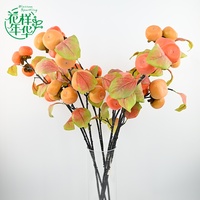 Groothandel 89cm Kunstmatige Perzikrode Fruit Ornament met Gele Bladeren voor Huis Festival Feest Bruiloft Decoratie