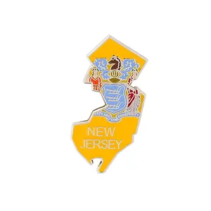 ニュージャージー州の州の形とニュージャージー州の旗のラペルピン