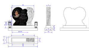 Monument funéraire Angel Headstones, Monument Ange Double Cœur Compagnon, bancs funéraires pour crémation - Product Image 2