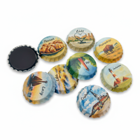Aimant de réfrigérateur en forme de bouchon de bouteille rond souvenir touristique du Danemark personnalisé 30MM
