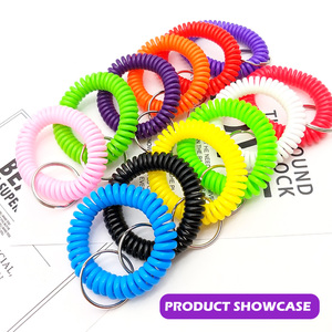 Muñequera de bobina de plástico estirable multicolor, muñequera de resortes de bobina de muñeca EVA, llavero con correa para la muñeca - Product Image 6