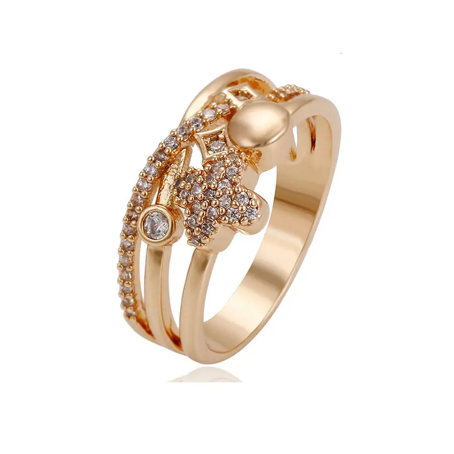 14657 Latest gold finger ring designs diamond zircon stone 18k gold color rings for women