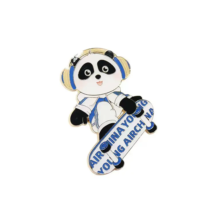 Panda ve áo pins nhà máy bán buôn phim hoạt hình ve áo hat pins kim loại nam châm Huy hiệu thiết kế logo mềm men Pin