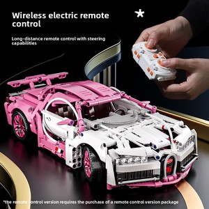 Compatible avec les blocs de construction, voiture de sport télécommandée, puzzle d'assemblage, <span class=keywords><strong>jouet</strong></span> de course, <span class=keywords><strong>Bugatti</strong></span> rose en plastique 1-14 - Product Image 4