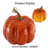 Ornement de citrouille rond artificiel en paillettes dorées artificielles fait à la main pour Halloween, décoration de table de fête de Thanksgiving, cadeau