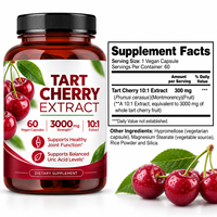 Complément Alimentaire en Capsules Véganes d'Extrait de Cerise Tartre 10:1 OEM, 60 Capsules