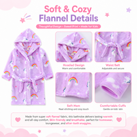 Peignoir à capuche personnalisé pour enfants en flanelle thermique imprimée, doux et chaud, automne, faible MOQ, usine OEM ODM