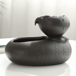 Fontaine à eau pour chat en forme de lotus, en céramique, automatique, à circulation continue, pour animaux de compagnie, à poser sur le bureau - Product Image 4