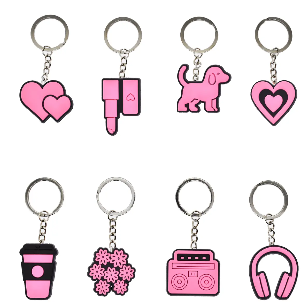 Factory Best Selling Custom Promotion Gift Keychain Cheap Key Chain 3d Pink Keyring With Customized Logo