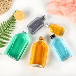 투명 유리 음료 병 알루미늄 캡 와이어 씰 주스 병 100ml 200ml <span class=keywords><strong>250ml</strong></span> 500ml 음료 플랫 콜드 드링크 병 - Product Image 5