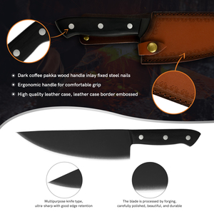 Couteau de cuisine forgé couteau de boucher extérieur Pakka manche en bois lame en acier inoxydable Portable couteau de chef extérieur - Product Image 2