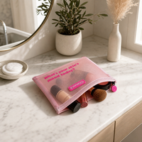 Pochette de toilette en nylon maillé pour bébé avec logo personnalisé, fermeture éclair en silicone, organiseur de pinceaux et de cosmétiques, sac de voyage