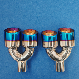 ปลายท่อไอเสียขนาด 4.5 นิ้ว รูปตัวยู ช่องระบายอากาศคู่ ตัดเฉียง สีฟ้าไหม้ ทำจากสแตนเลส สำหรับเพิ่มประสิทธิภาพ - Product Image 4