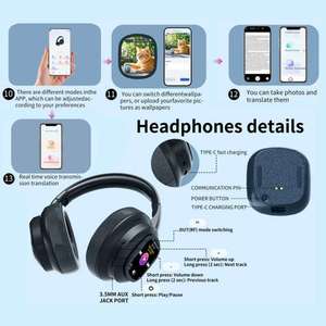 <span class=keywords><strong>Casque</strong></span> audio <span class=keywords><strong>Bluetooth</strong></span> ANC AI <span class=keywords><strong>avec</strong></span> écran LCD, traduction multilingue pour l'intérieur et l'extérieur - Product Image 6