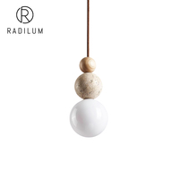 Pendentif sphérique en verre et travertin minimaliste Wabi-sabi nordique pour chevet, production en gros, directement de l'usine