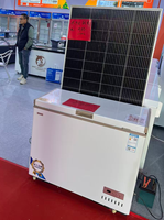 Réfrigérateur solaire horizontal, congélateur coffre profond, porte coulissante en verre transparent pour la crème glacée