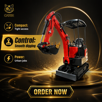 Mini-excavatrice sur chenilles de 1,5 tonne, excavatrice compacte sur chenilles avec cabine, godet standard pour la construction
