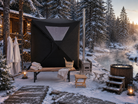Tenda Sauna Camping Keluarga Empat Musim Warmfire dengan Desain Anti Api dan Anti Salju, Pembukaan Otomatis, untuk 6-8 Orang