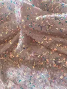 Vestido de sereia bordado tecido de tule lantejoulas tecido de lantejoulas multicolorido para venda