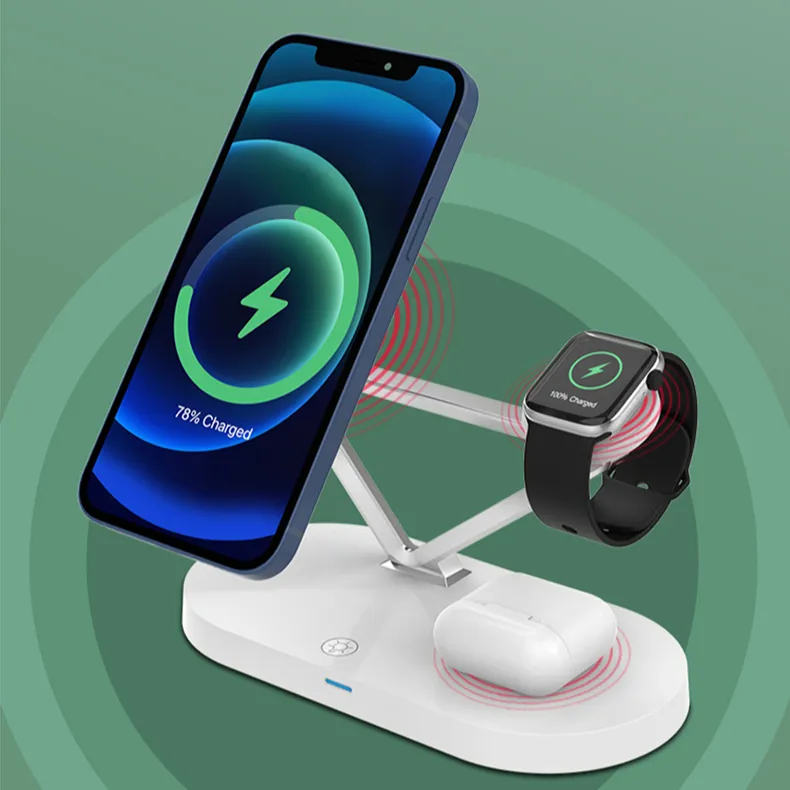 Qi Phone Stand 3 In 1 Wireless Charger For Xiaomi Samsung IPhone Watch 15W Fast Charging Station Phone Holder