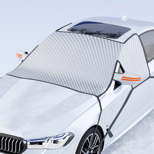 Cubierta para parabrisas de coche, color plateado, doble capa, impermeable, protección contra heladas para uso en invierno, instalación con abrazadera para puerta - Product Image 1