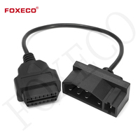 Conectores de Programación y Depuración de Automóviles Profesionales FOXECO de Grado Automotriz, 7 Pines, OBD II, Núcleo de Cobre, Aislamiento de PVC, 12V