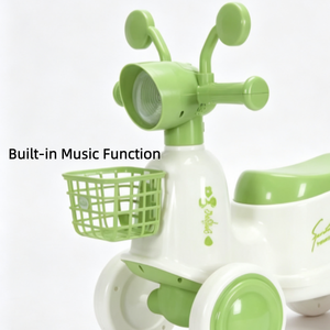 OEM ODM Trotteur pour bébé vert et blanc avec panier avant, personnalisable avec logo, pour enfants, type voiture à chevaucher - Product Image 4