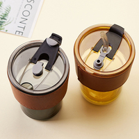 Tasse à café en verre JNSM Bamboo Modern Net Red de qualité supérieure, 400 ml, écologique, résistante à la chaleur, pour jus/thé au lait, avec soucoupe, portable, idéale pour les fêtes