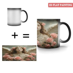 Tasse à thé matinale quotidienne 11oz en céramique noire givrée, tasse magique changeante de couleur - Product Image 4