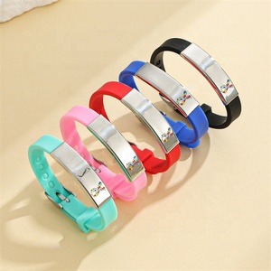 Yiwu Aceon, banda deportiva de silicona colorida de acero inoxidable, barra de identificación curva deslizante ajustable, cinta de rompecabezas colorida, pulsera para Autismo - Product Image 4