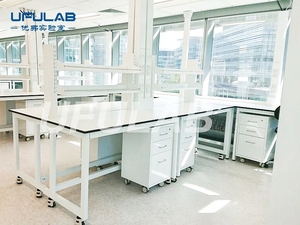 Banco de trabajo de marco de acero H para muebles de laboratorio UFU con gabinete para Universidad Dental - Product Image 2
