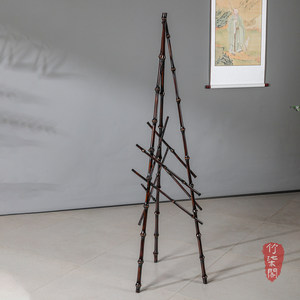 Bamboo <b>Clothes</b> <b>Rack</b> Lacquered Triangular Standing Coat And Cap Hanger For Living Room Home Furnishings - Product Image 2