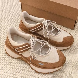 Baskets rétro en daim patchwork pour femmes, plateforme épaisse, antidérapantes, style randonnée, chaussures décontractées UGG, confortables, à lacets, pour la marche - Product Image 5