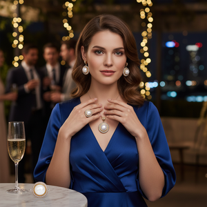 Ensemble de bijoux pour femmes en argent sterling 925 authentique turc fait à la main en gros avec un design rond en zircon pour les fêtes tendance - Product Image 3