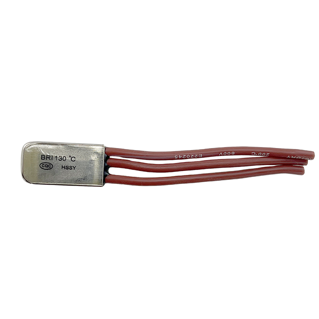 130 Degree Flat Metal Thermal Protector with 3 Red Lead Wires, Disposable Overheat Temperature Switch for AC Series Motor